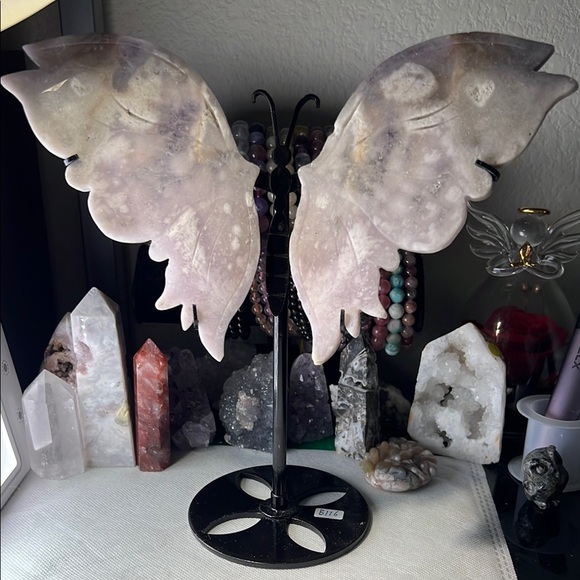 Natural Crystal Butterfly Wings Crystal heart Specimen Bundle